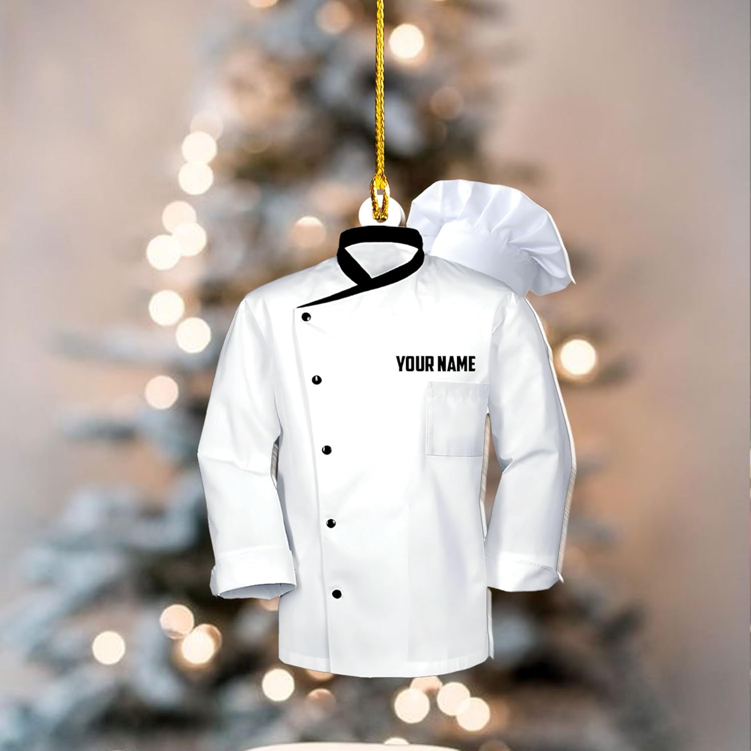 AOVL Personalized Chef Ornament, Personalized Chef Uniform Ornament, Custom Chef Hat Ornament Love Kitchen, Christmas Ornament for Chef, Christmas Tree Décor (Chef 11)