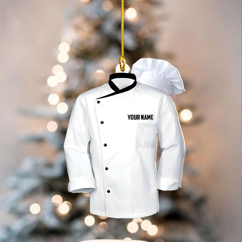 AOVL Personalized Chef Ornament, Personalized Chef Uniform Ornament, Custom Chef Hat Ornament Love Kitchen, Christmas Ornament for Chef, Christmas Tree Décor (Chef 11)
