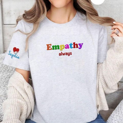Custom Choose Empathy Embroidered Sweatshirt for Women's Sympathy Crewneck T-Shirts for Kindness and Mental Health Awareness