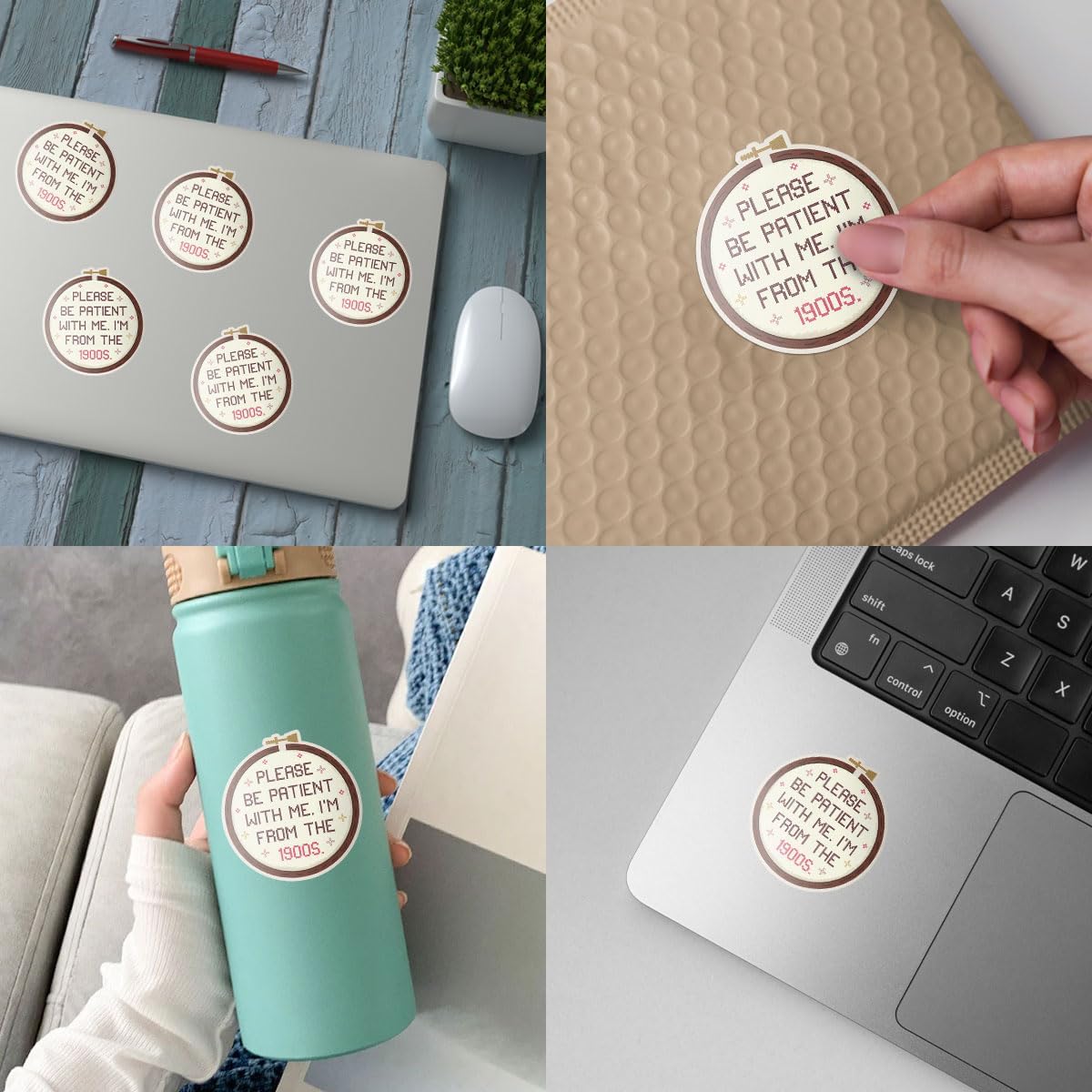 (3psc) Please Be Patient with Me I'm from The 1900s Sticker, Be Patient I'm from The 1900s Sticker for Patients, Funny Millennial Stickers 3" for Laptop Water Bottle Phone Helmet Window Kindle