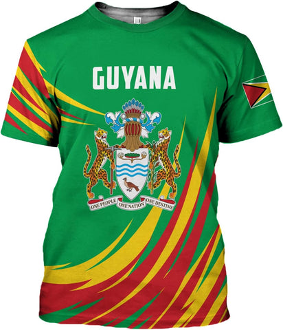 Artparel Personalized Guyana 3D Guyana Flag Shirt - Unisex Adults - Green - Short Sleeves - 5X-Small-Large