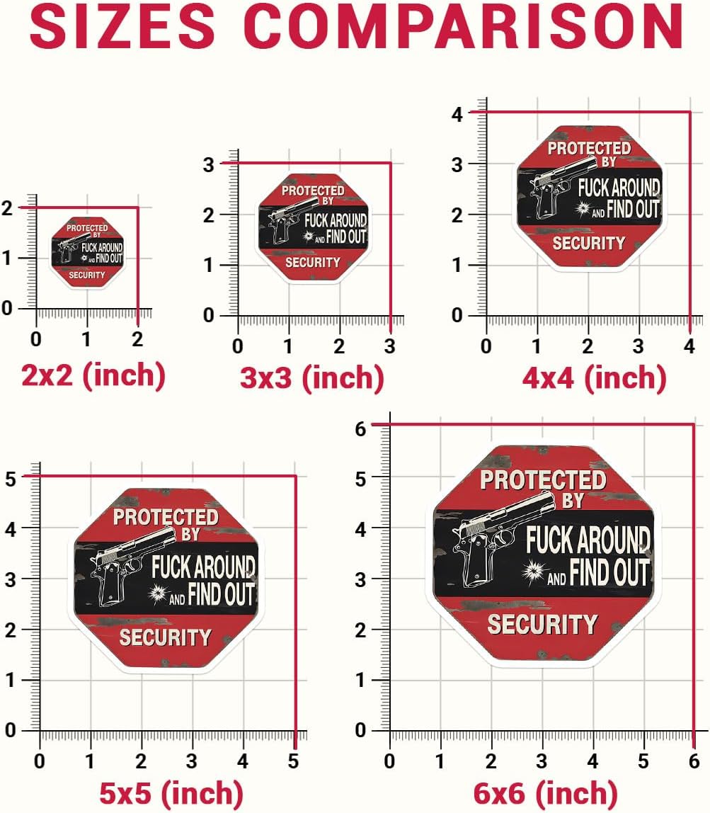 3 Pcs Fuck Around and Find Out Sticker, Protected by Fuck Around and Find Out Security Sign, FAFO Sticker, FAFO Security Sign- Vinyl Sticker 3 Inches for Water Bottles Laptop Phone Car Window Helmet