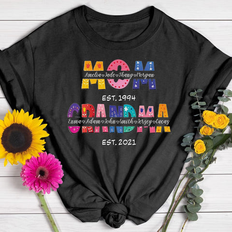 Personalized Mother's Day Tee, Mom and Grandma Belong to Kids, Grandkids Names Shirt for Nana Mimi Mom Grandma Mamaw