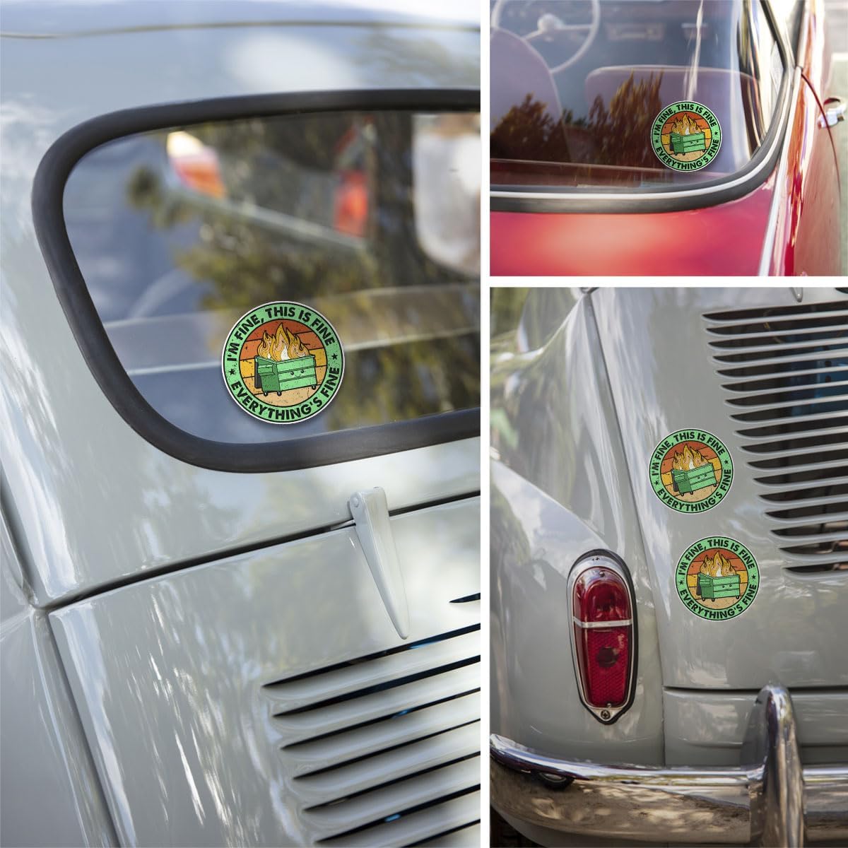 3 Pcs It's Fine I'm Fine Everything is Fine Sticker, Its Fine Im Fine Everythings Fine Sticker, This is Fine Sticker Mental Health Funny Fire Dumpster Stickers for Laptop Bottle Phone Car Helmet 3"x3"