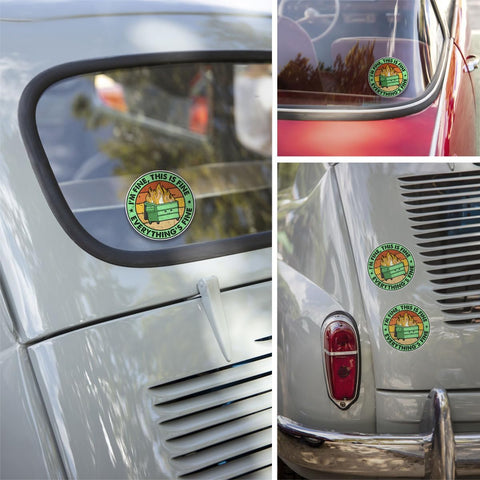 3 Pcs It's Fine I'm Fine Everything is Fine Sticker, Its Fine Im Fine Everythings Fine Sticker, This is Fine Sticker Mental Health Funny Fire Dumpster Stickers for Laptop Bottle Phone Car Helmet 3"x3"