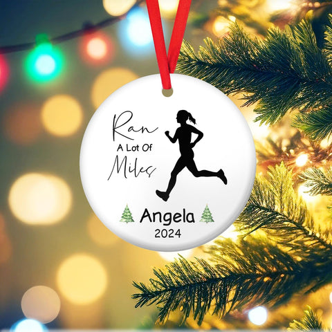 Personalized Running Ornament, Half Marathon Runner Ornament, Cross Country Christmas Ornament, Track and Field Christmas Ornaments for Runners Girl Shoes Ornament Gift for Athletes Running Man (RN20)