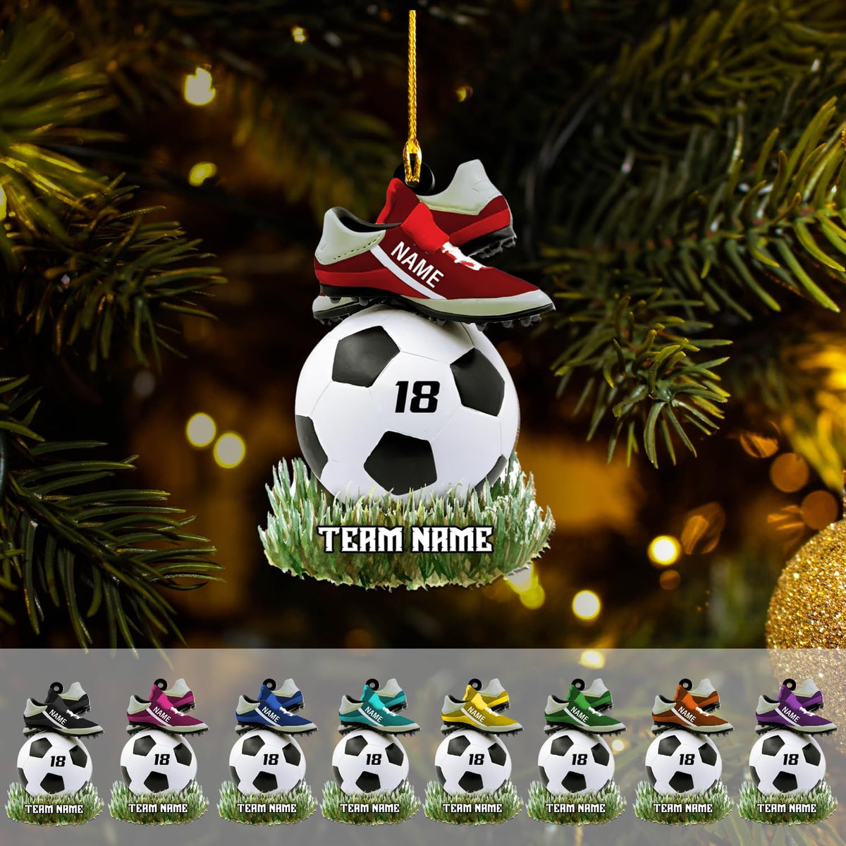 Suseaz Personalized Christmas Flat Ornament 2024, Soccer Ornament for Boys, Soccer Ornaments for Christmas Trees Personalized, Gifts for The Soccer Player, Soccer Birthday Party Decorations (ON103)