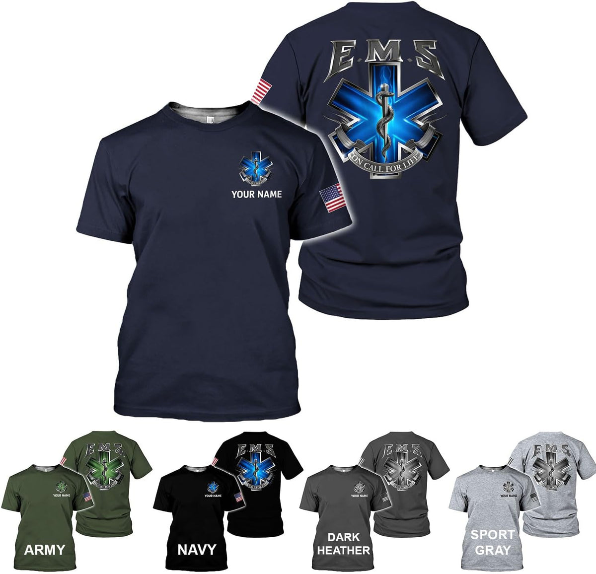 Mostprints Personalized EMT Shirt, EMS Shirt, Customized EMS Shirts,EMT Paramedic Uniform Emergency Medical Technician Shirts