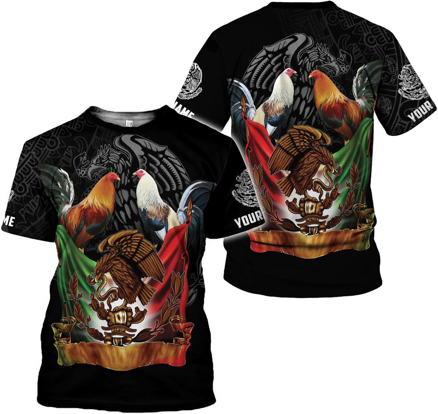 AOVL Personalized Rooster shirts 3D Rooster Mexican Shirts for Men Rooster Mexico Shirt Rooster Shirt for Men Women S-5XL