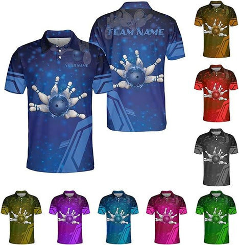 Mostprints Custom 3D Bowling Polo Shirts Personalized Jersey Men Women Team Name Unisex Bowling Shirt Jerseys