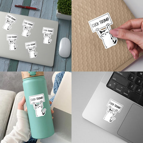 3 Pcs Fuck Trump Bumper Sticker, Anti-Trump Stickers, Fuck Trump Protest Cat Sticker, Anti MAGA Stickers - Vinyl Sticker 3x3 for Water Bottles Laptop Phone Car Helmet Hard Hat