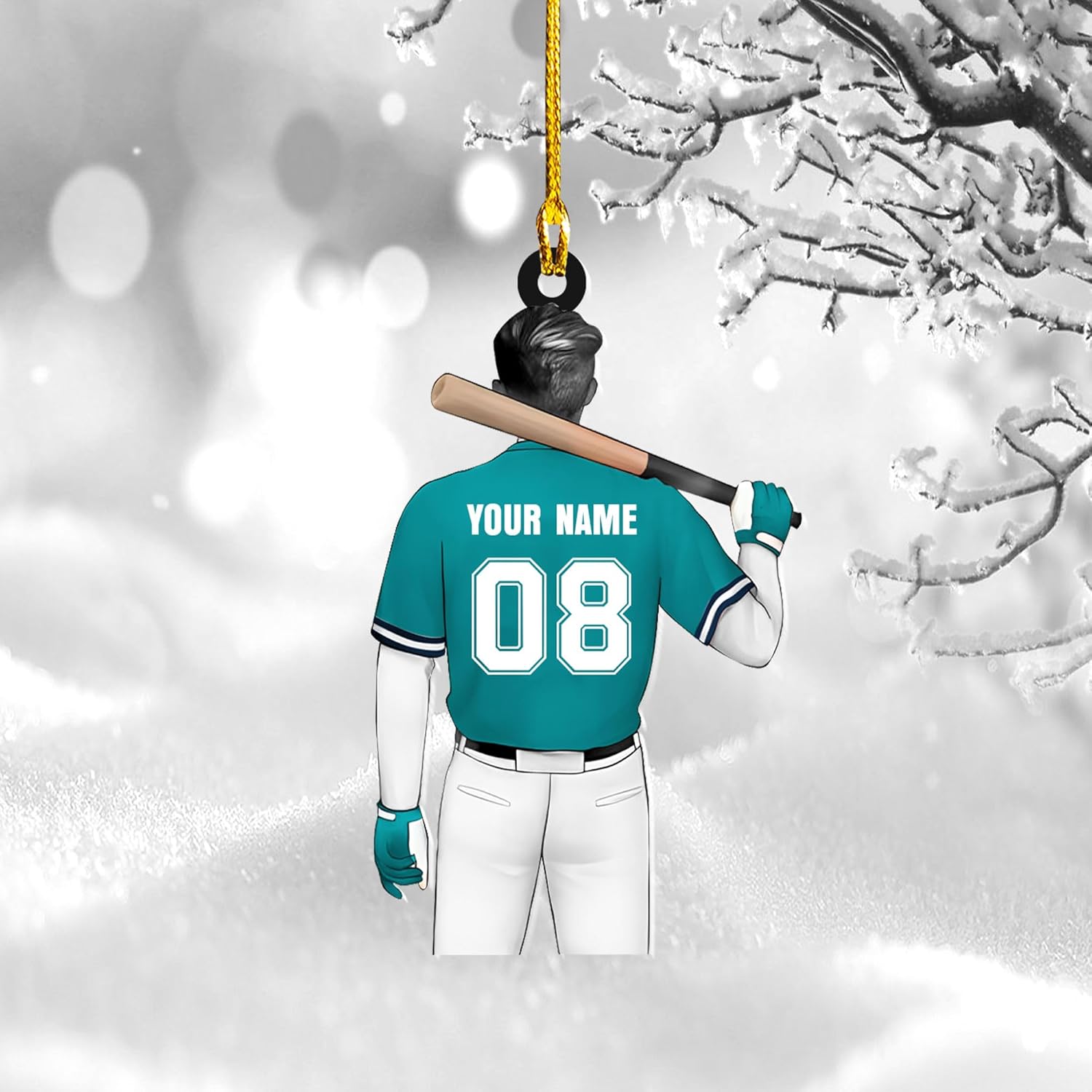 Artparel Personalized Baseball Ornament Christmas Tree Decoration Custom Baseball Christmas Ornament 2D Shape Flat Baseball Lover Gifts Beginner Baseball Players Ornament Gift (BB 4)