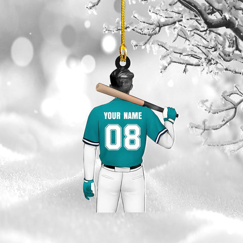 Artparel Personalized Baseball Ornament Christmas Tree Decoration Custom Baseball Christmas Ornament 2D Shape Flat Baseball Lover Gifts Beginner Baseball Players Ornament Gift (BB 4)