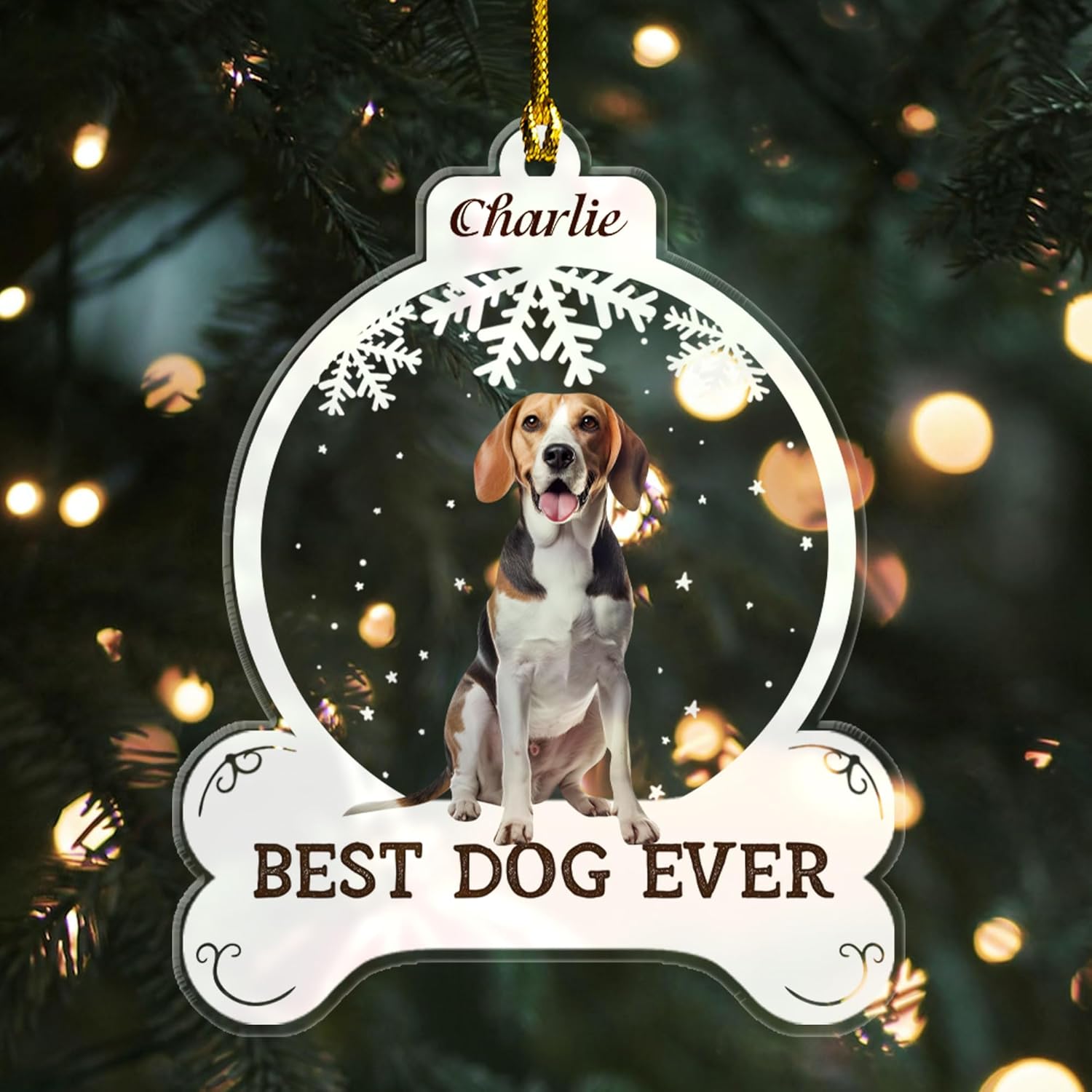 MAPrints Personalized Dog Ornament, Upload Image, Custom Photo Dog Ceramic Memorial Ornament, Dog First Christmas Ornament 2024, Pet Ornaments, Dog Memorial Gifts for Loss of Dog (Dog 5)