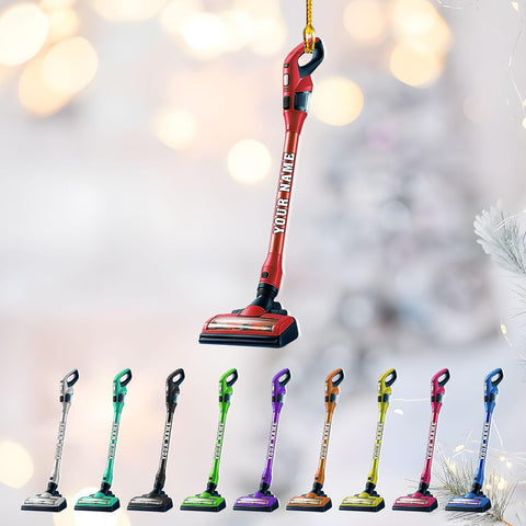Customized Vacuum Cleaner Christmas Ornament, Cleaning Tools Ornament for Christmas Tree, Gift for Housewife Housekeeper, Holiday Xmas Tree Hanging Decor for Mom Woman Wife (Acrylic, Style 6)