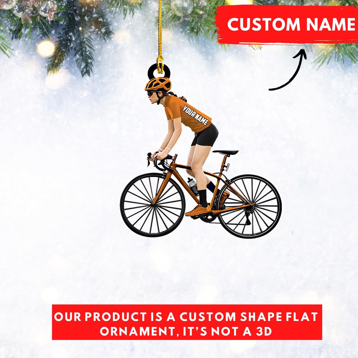 Personalized Mountain Biking Ornament, Custom Name & Year Christmas Tree Ornaments 2024, Xmas Cyclist Gifts, Mountain Bike Biking Rider Xmas Holiday Keepsake, Bicycle Racing Sport Presents (Style 7)