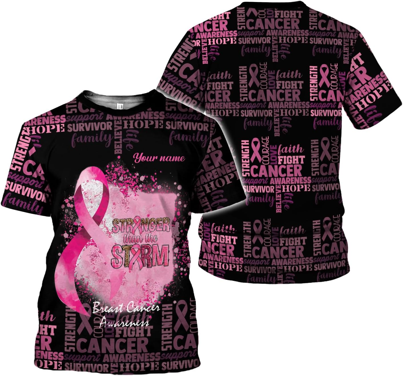 Mostprints Personalized Name Breast Cancer Shirts for Women 3D, Breast Cancer Shirt, Breast Cancer Gifts for Women S-5XL