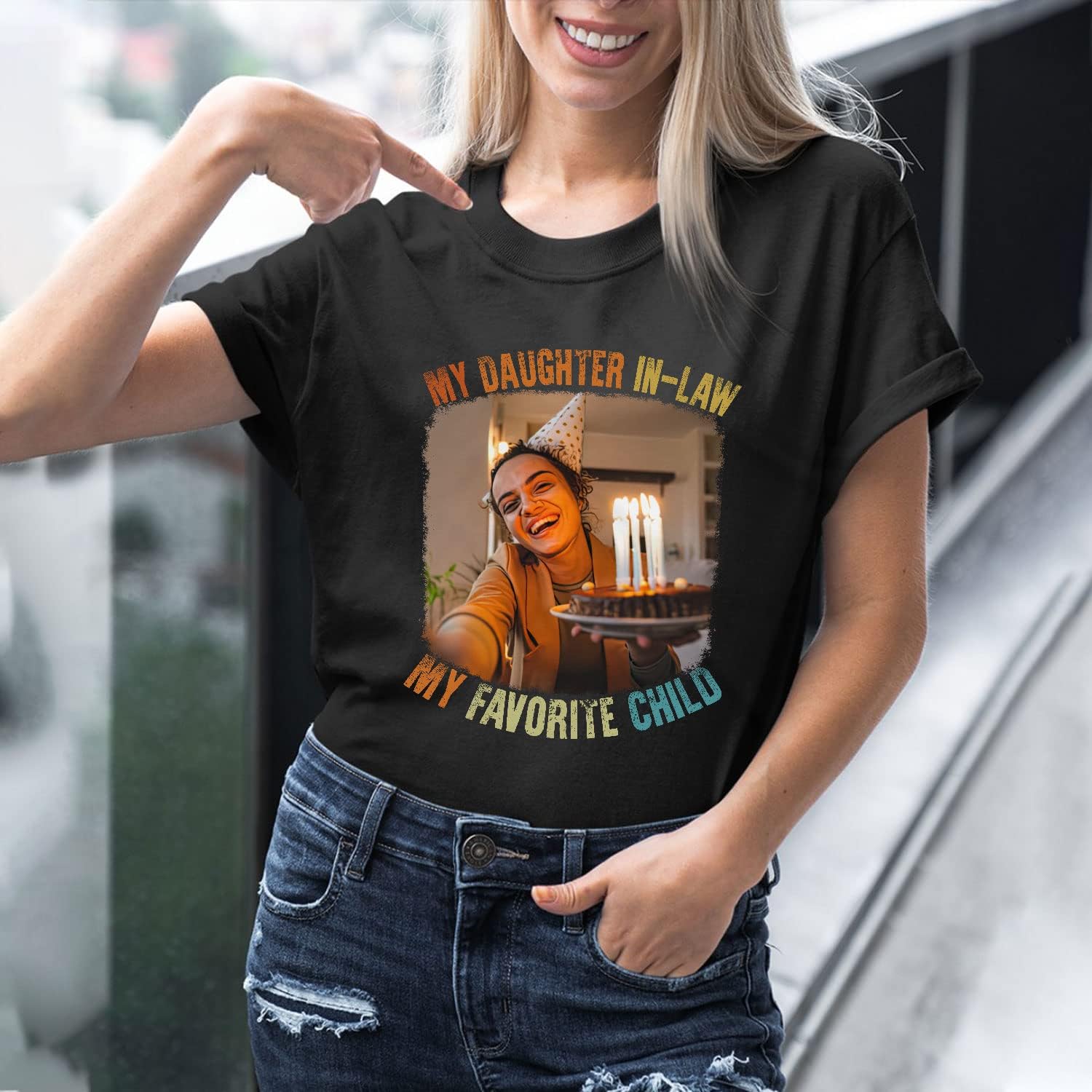 HomeDesign Personalized My Daughter in Law is My Favorite Child Shirt, Daughter in Law Tshirt Favorite Child is My Daughter