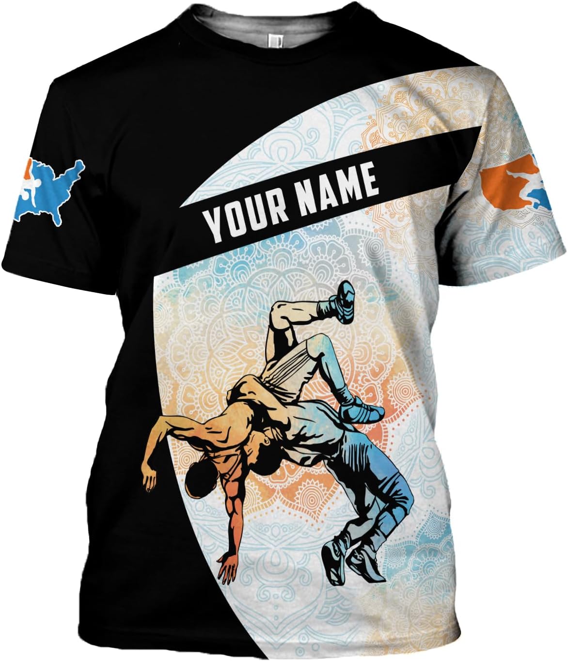 MAPrints Personalized Name Wrestling Shirt 3D All Over Print, Wrestle T-Shirt, Funny Free Hug Wrestling T-Shirt for Men S-5XL