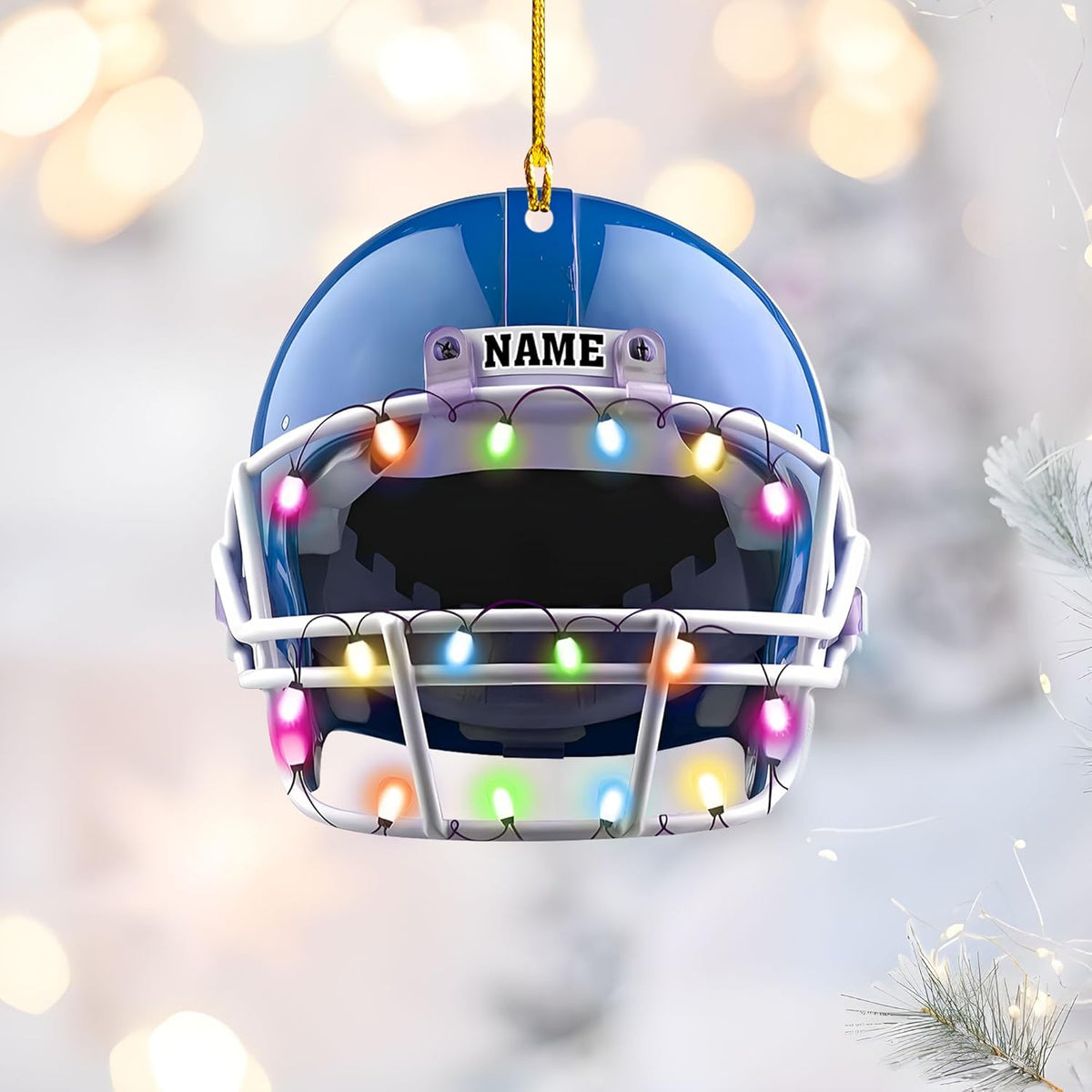 Personalized Name Football Ornaments 2024, Customized Football Christmas Ornaments Wood Ornament Christmas Tree Hanging Ornament Pine Tree Decorations for Kid Couple Friends Family (Football 1)