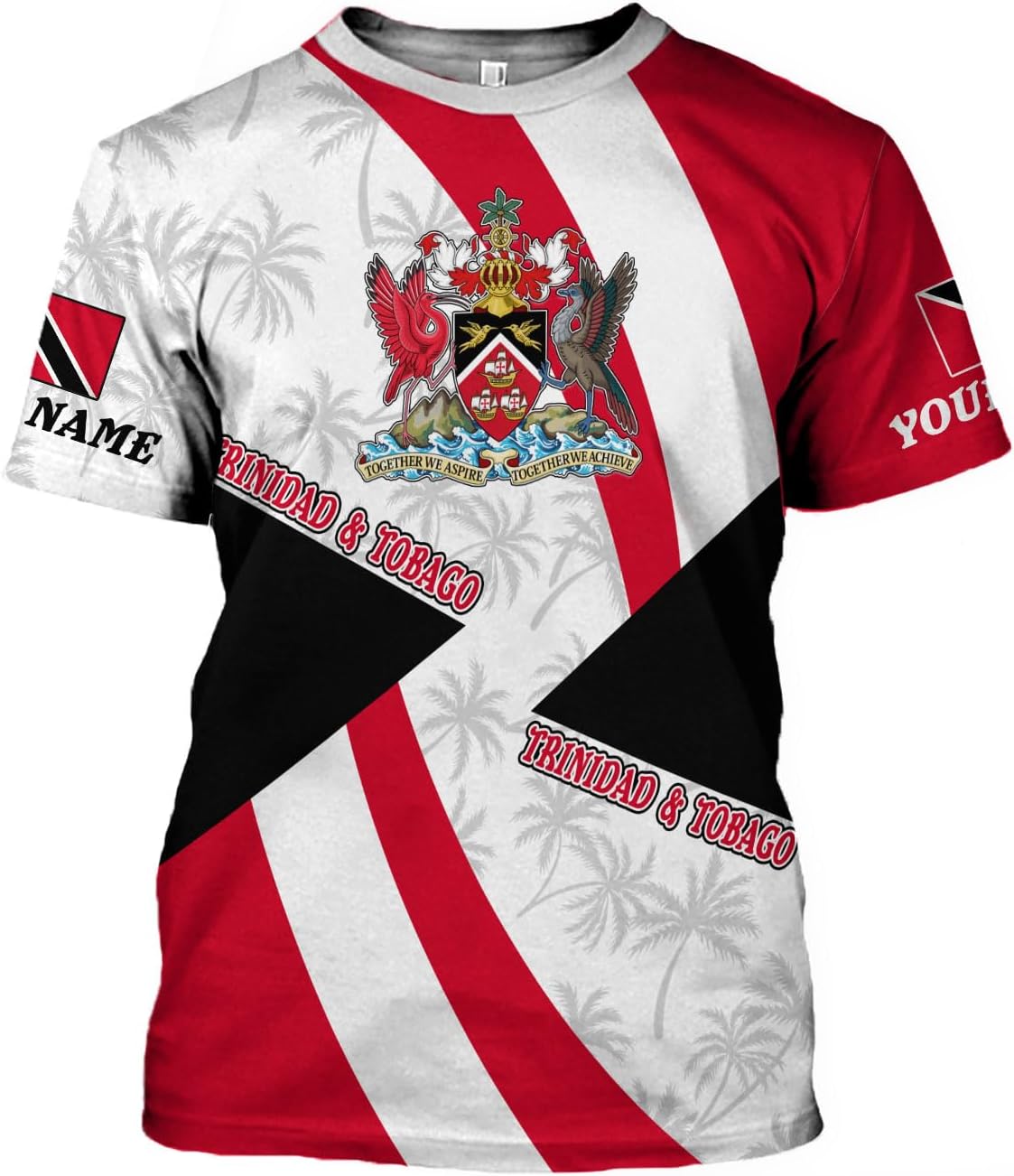 Artparel Personalized Trinidad and Tobago Shirt Trinidad and Tobago Coat of Arms Flag ShirtsTrinidad and Tobago Crest
