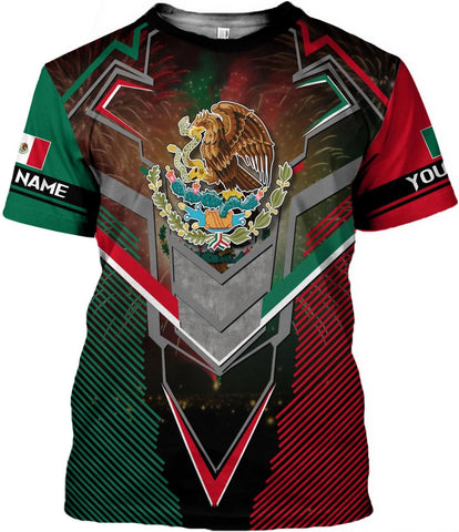 Mostprints Personalized Name Mexican Shirts 3D Customized Mexico Shirt US Flag, Mexican Shirts for women Unisex