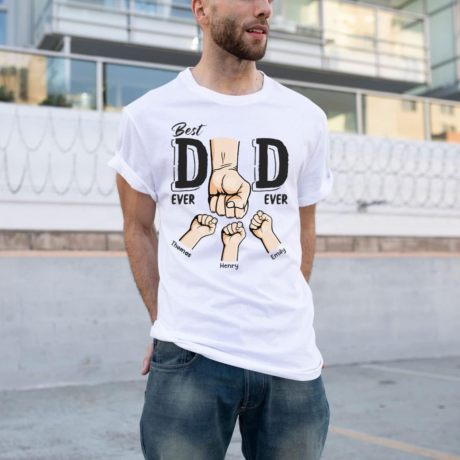 Personalized Dad Shirt, Custom Daddy Shirts for Men, Kids Hold Grandpa Hand Shirt Grandpa Shirt, Gifts for Father Day