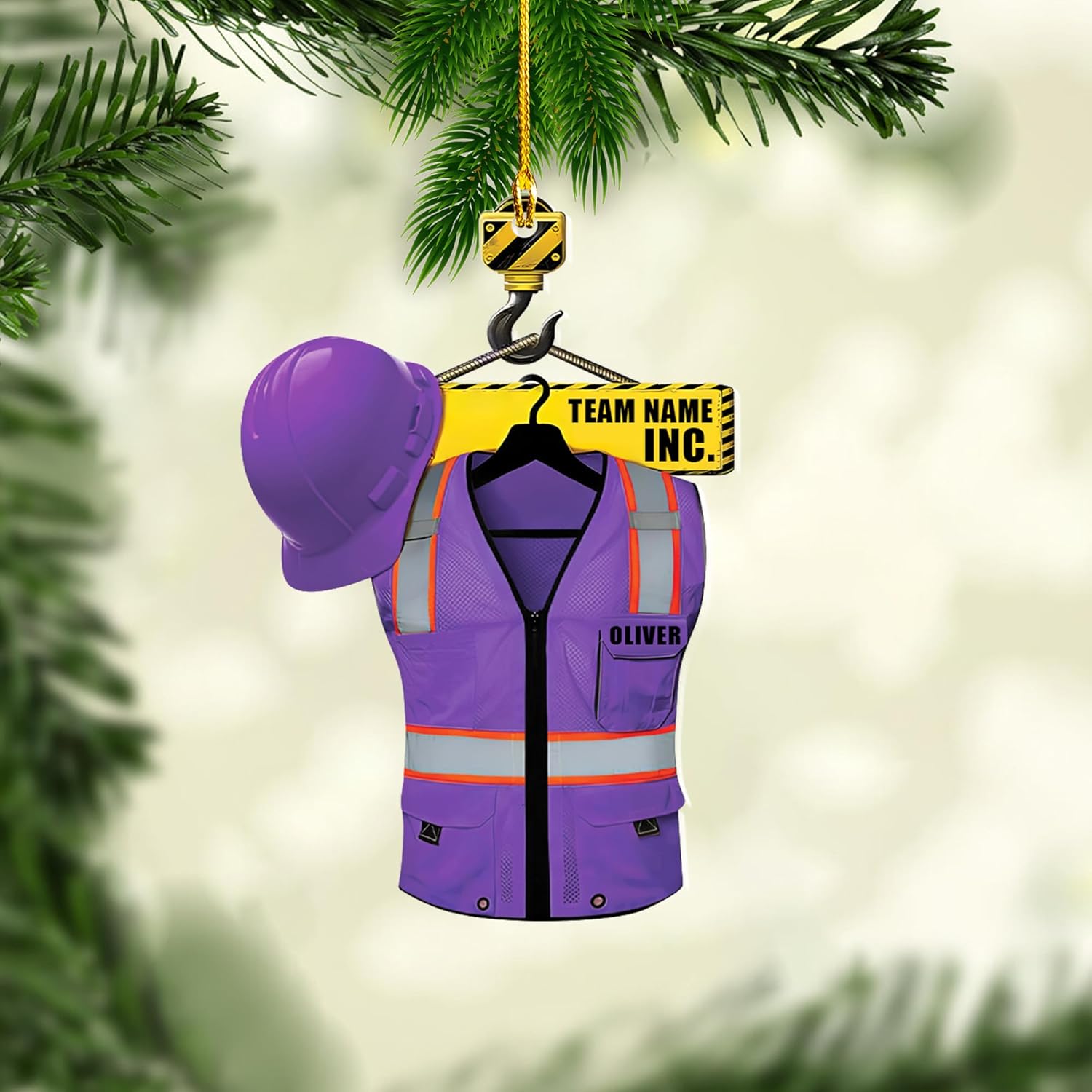 Artparel Personalized Construction Ornament Construction Worker Christmas Ornaments Construction Hard Hat Ornament Xmas Construction Worker Gifts Construction Hard Ornament Gift Xmas (Construction 5)