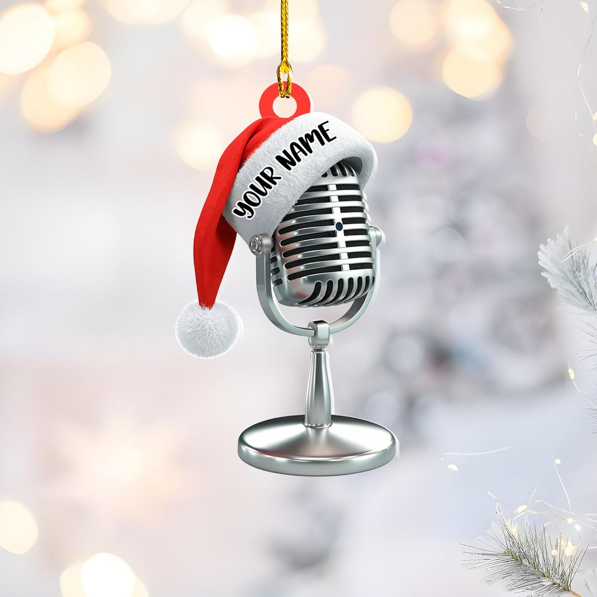 Personalized Microphone Ornament 2024 Singing Christmas Ornament Microphone Christmas Ornament Singing Ornament Concert Christmas Ornament Music Symbol Ornament (Acrylic, Style 4)