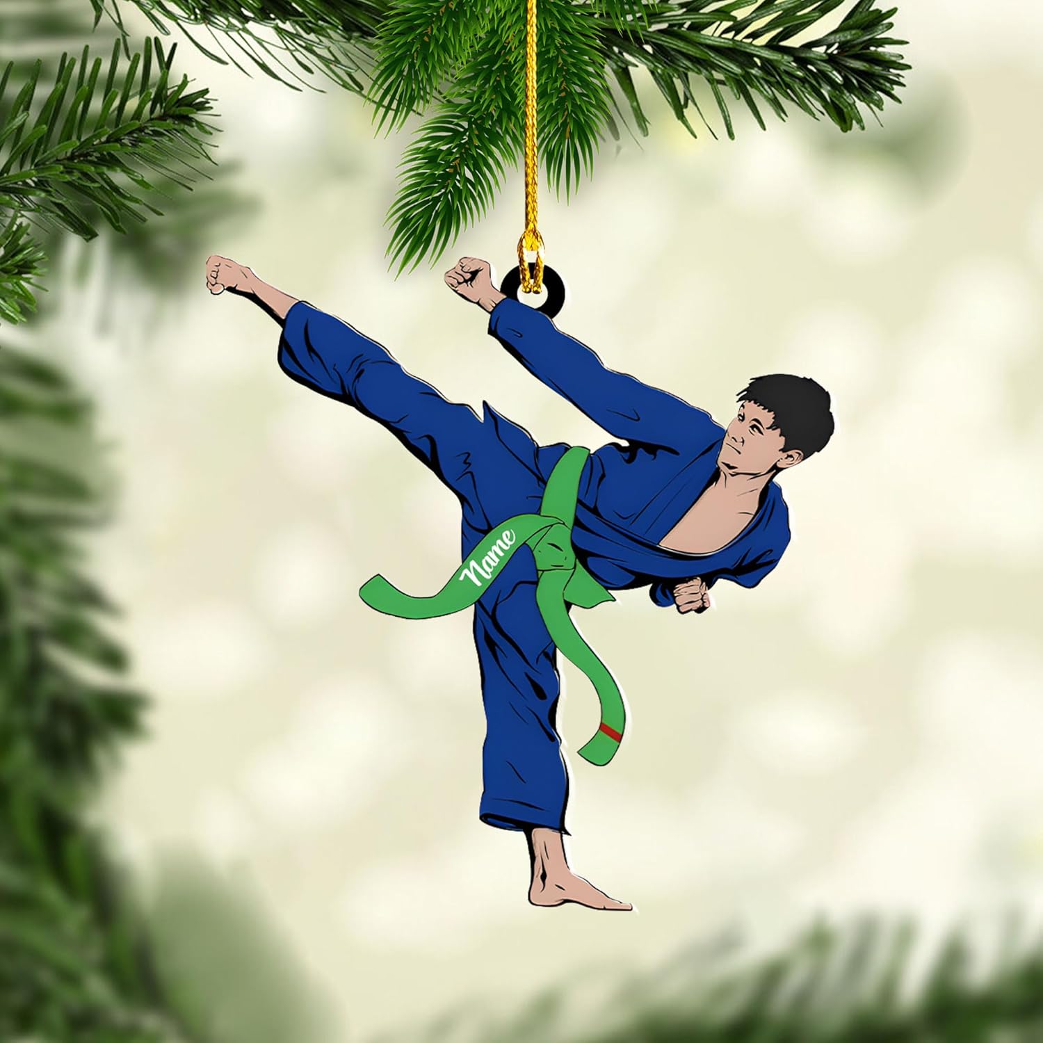 Personalized Karate Ornament, Personalized Karate Uniform Acrylic Shape Flat Ornament, Custom Karate Ornament, Gifts for Karate Lovers, Karate Christmas Ornament (Style 2)