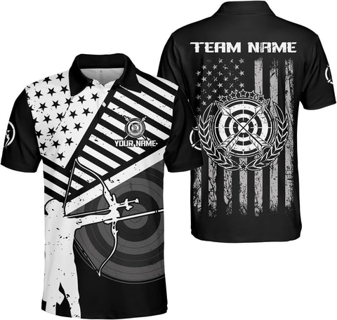Custom Archery Polo Shirt Bow and Arrow Personalized 3D Shirts for Archer Men Women Target Team Name Apparel Gifts