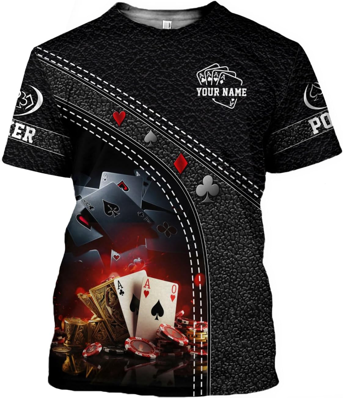 MoonArt Personalized Poker Shirt, Poker Player Shirt, Funny Casino Poker Pattern 3D Over Print, Unisex Poker Tshirt Men Women