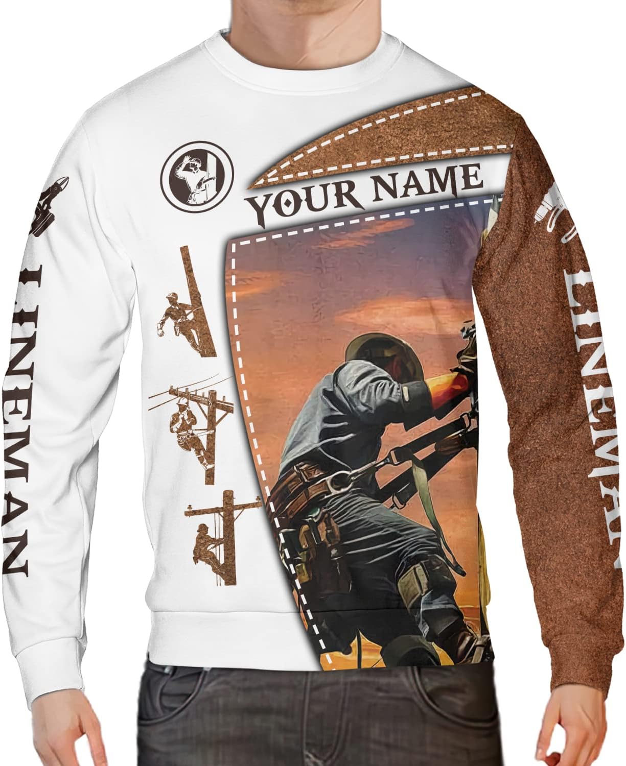 Personalized Lineman 3D Print Hoodies Unisex Pullover Hoodie Gift For Men, Women, Full Size S-5XL For Men Women