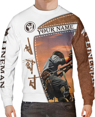 Personalized Lineman 3D Print Hoodies Unisex Pullover Hoodie Gift For Men, Women, Full Size S-5XL For Men Women