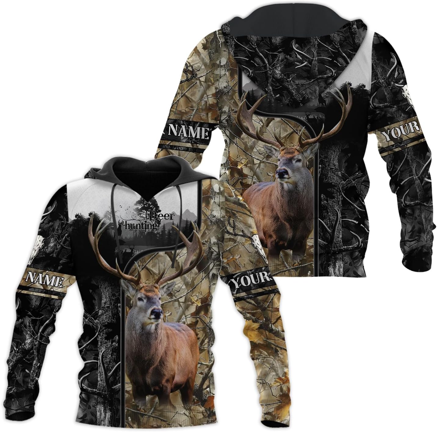 Custom Camo US Flag Deer Elk Buck Camouflage Hunting Hunter Antlers Shirt, Dad Gift Fathers Day