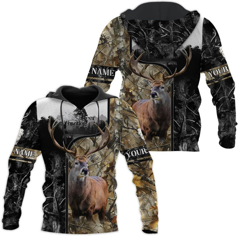 Custom Camo US Flag Deer Elk Buck Camouflage Hunting Hunter Antlers Shirt, Dad Gift Fathers Day