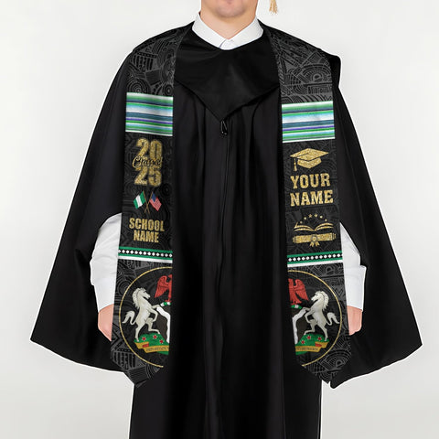 Pretyprints Custom Nigerian Graduation Sash, Nigeria Graduation Stole Customize, Nigerian American Flag Graduation Sash 2025