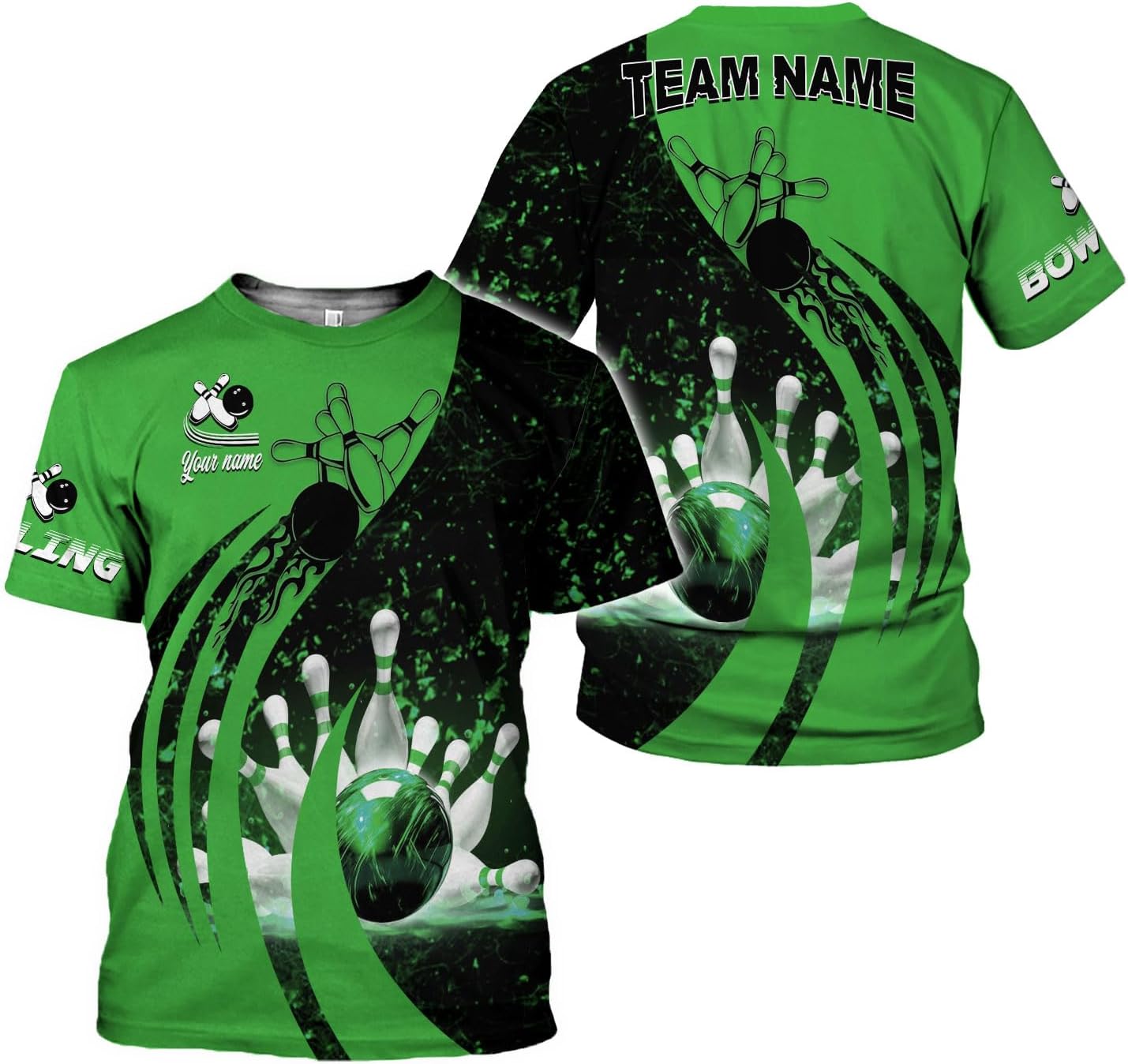 Rivelus Personalized Name Bowling Shirts for Men and Women 3D, Bowling Shirts for Team Bowling, Bowling Shirts Gift