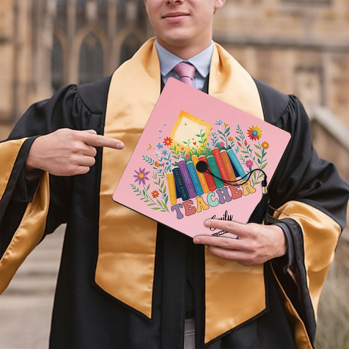 Pretyprints Personalized Teacher Graduation Cap Topper Teacher Gift Class Of 2025 Graduation Cap Decoration Topper