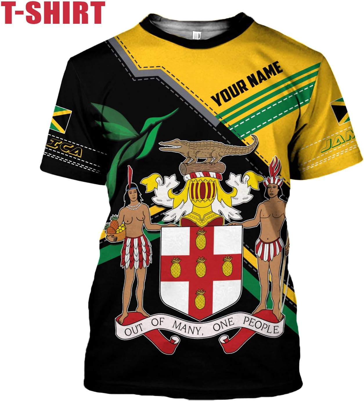 Ligthuy Personalized Jamaica Shirt 3D, Custom Jamaica Flag Lion Shirt for Men and Women, Jamaican Pride T-Shirt Unisex