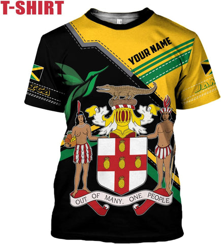 Ligthuy Personalized Jamaica Shirt 3D, Custom Jamaica Flag Lion Shirt for Men and Women, Jamaican Pride T-Shirt Unisex