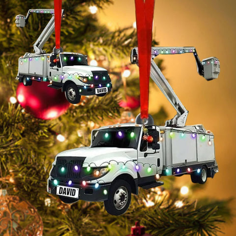 HomeDesign Personalized Lineman Ornament Custom Lineman Ornaments Line Man Christmas Ornaments Gifts for Lineman Ornament Lineman Christmas Hanging Ornament Lineman Gift (Style 1)