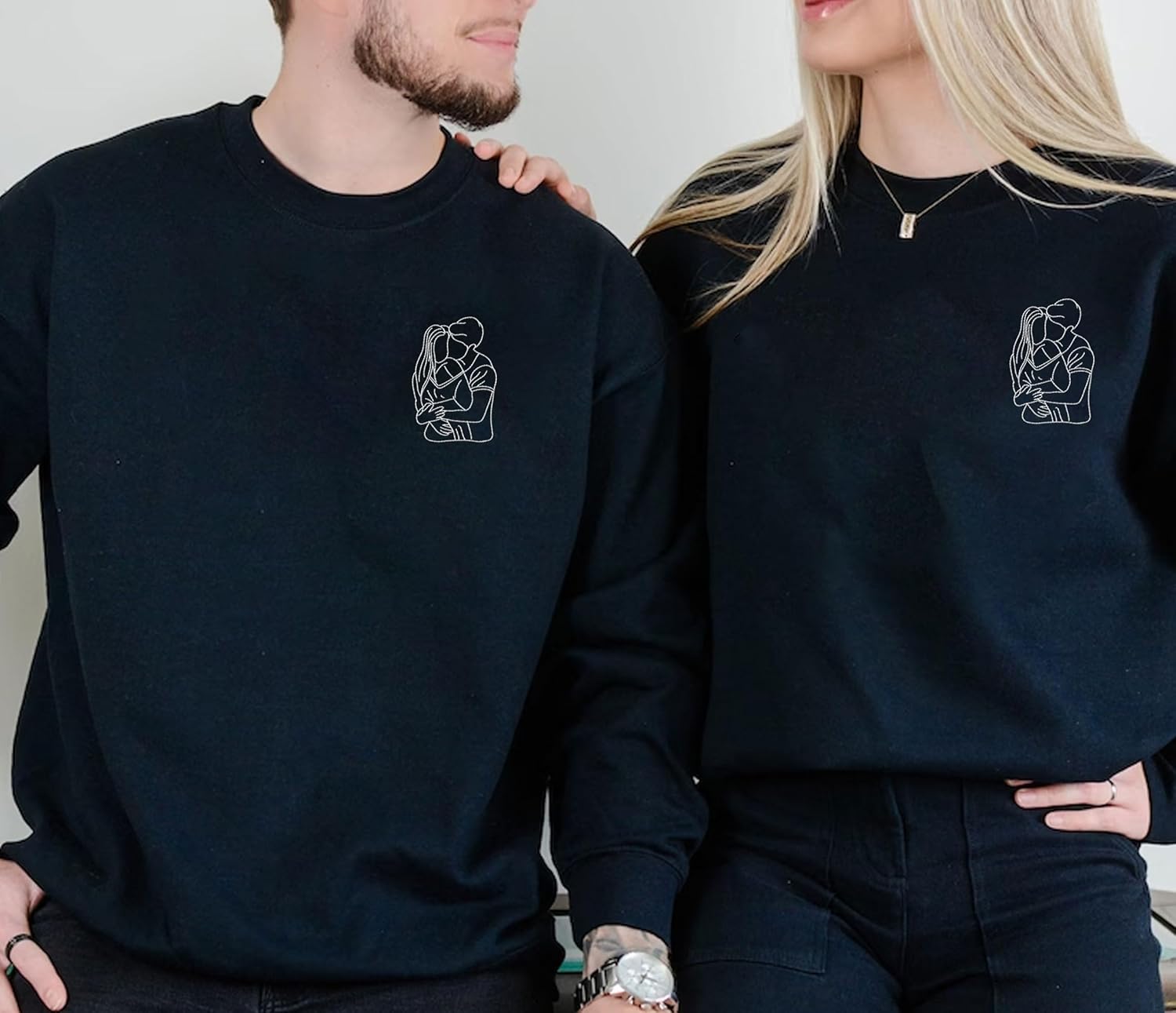 Leeprints Personalized Couple Embroidered Sweatshirt, Roman Numeral Anniversary For Couples Matching Gifts With Initial Heart