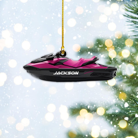 AOVL Custom Jet Ski Ornaments 2024 Jet Boat Ski Christmas Ornament Skiing Jet Boat Christmas Tree Ornament Gift for Watercraft Lovers Speed Boat Ornaments (JK9)
