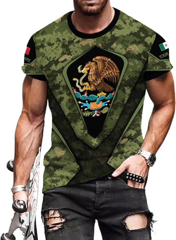 RoyalBro Personalized Mexico Shirt, Camisas de Mexico Customized Mexican Shirts Mexican Flag Mexico 3D Shirt for Men Women