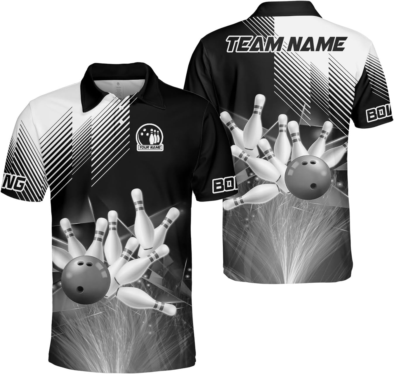 Intenprints Custom 3D Bowling Polo Shirts Personalized Jersey Men Women Team Name Unisex Bowling Shirt Jerseys