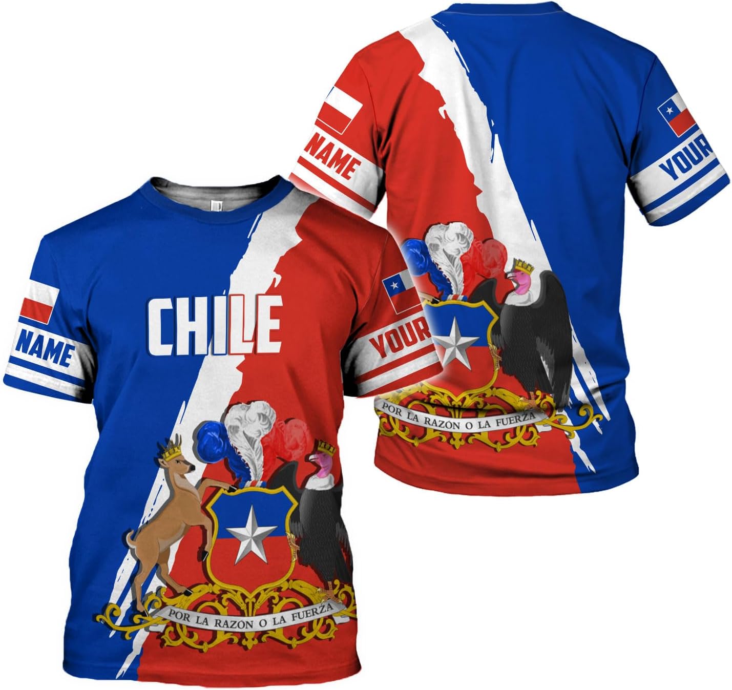 Personalized Name Chile Shirts for Men and Women, Chile Chilean Flag Pride Gift T-Shirt, Chilean Map and Flag