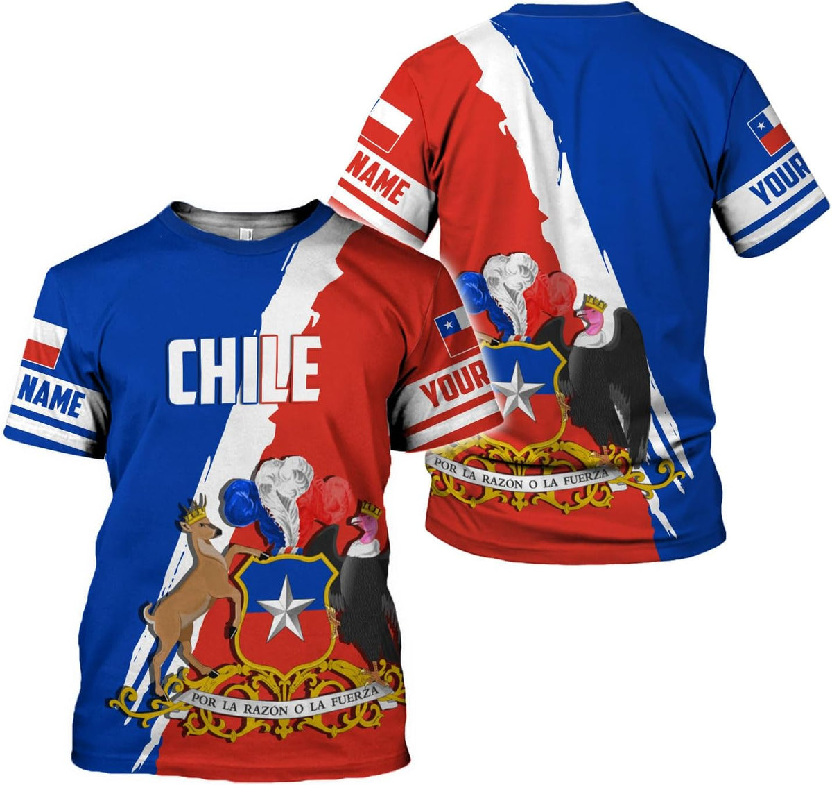 Personalized Name Chile Shirts for Men and Women, Chile Chilean Flag Pride Gift T-Shirt, Chilean Map and Flag