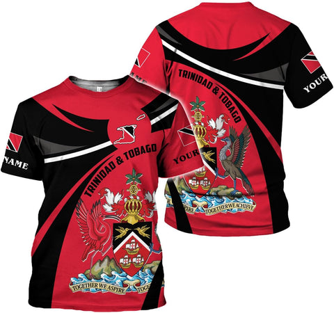 Vybonz Personalized Trinidad & Tobago Hoodie 3D Trinidad and Tobago Coat of Arms Flag Sweatshirt Trinidad Pride Zip Hoodie