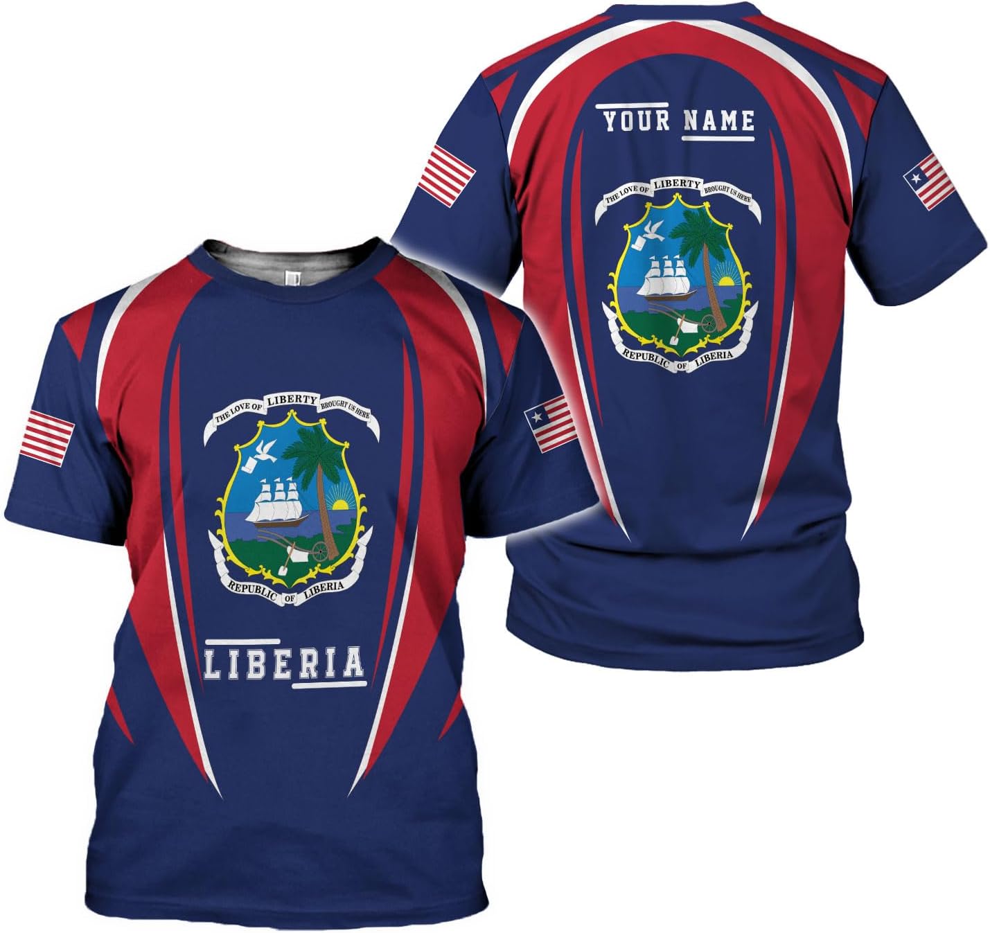 MoonArt Personalized Liberia Shirts Liberian Coat of Arms Flag Liberia 3D Shirts Liberia Liberian Pride Gift